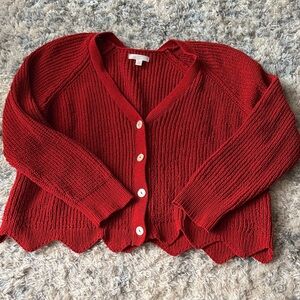 LC Lauren Conrad Cherry Red Women's Cardigan